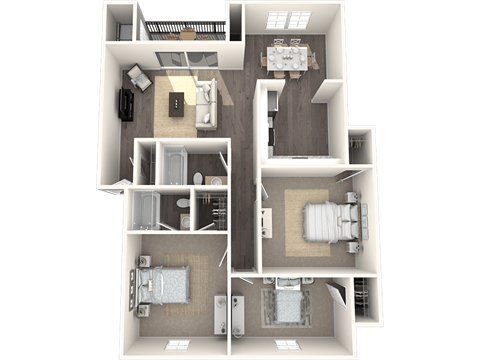 Floor plan for 3 beds, 2 baths, 1436 sqft